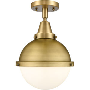 Franklin Restoration Hampden LED 9 inch Brushed Brass Flush Mount Ceiling Light in Matte White Glass