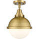 Franklin Restoration Hampden LED 9 inch Brushed Brass Flush Mount Ceiling Light in Matte White Glass