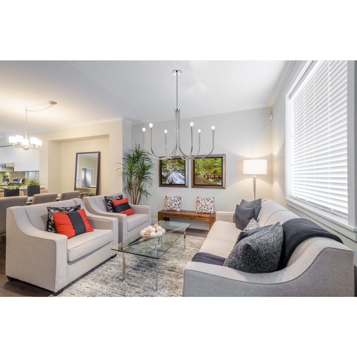 Layne 6 Light 36 inch Chrome Chandelier Ceiling Light