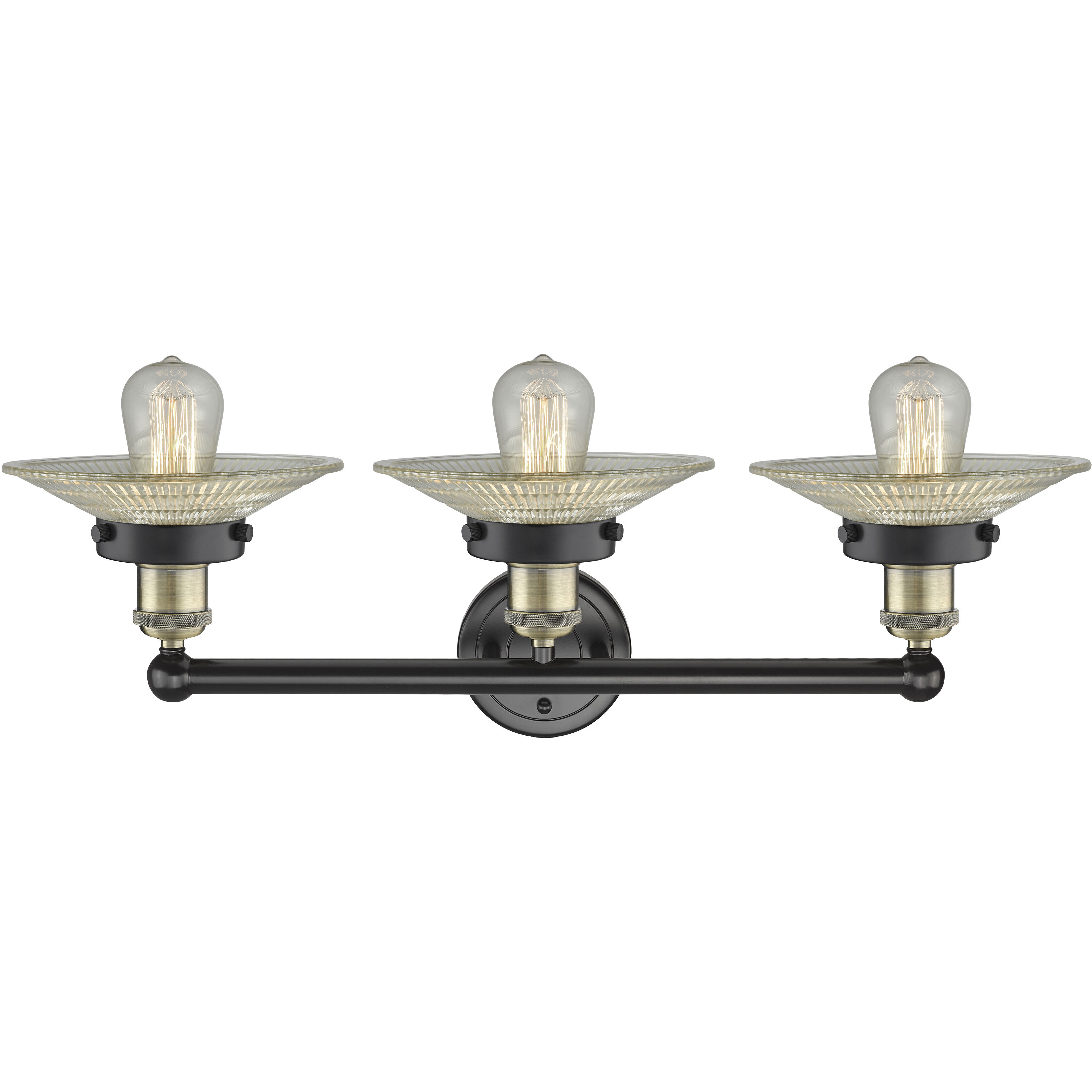Beacon 3 Light 24.5 inch Black Antique Brass Bath Vanity Light Wall Light in Seedy
