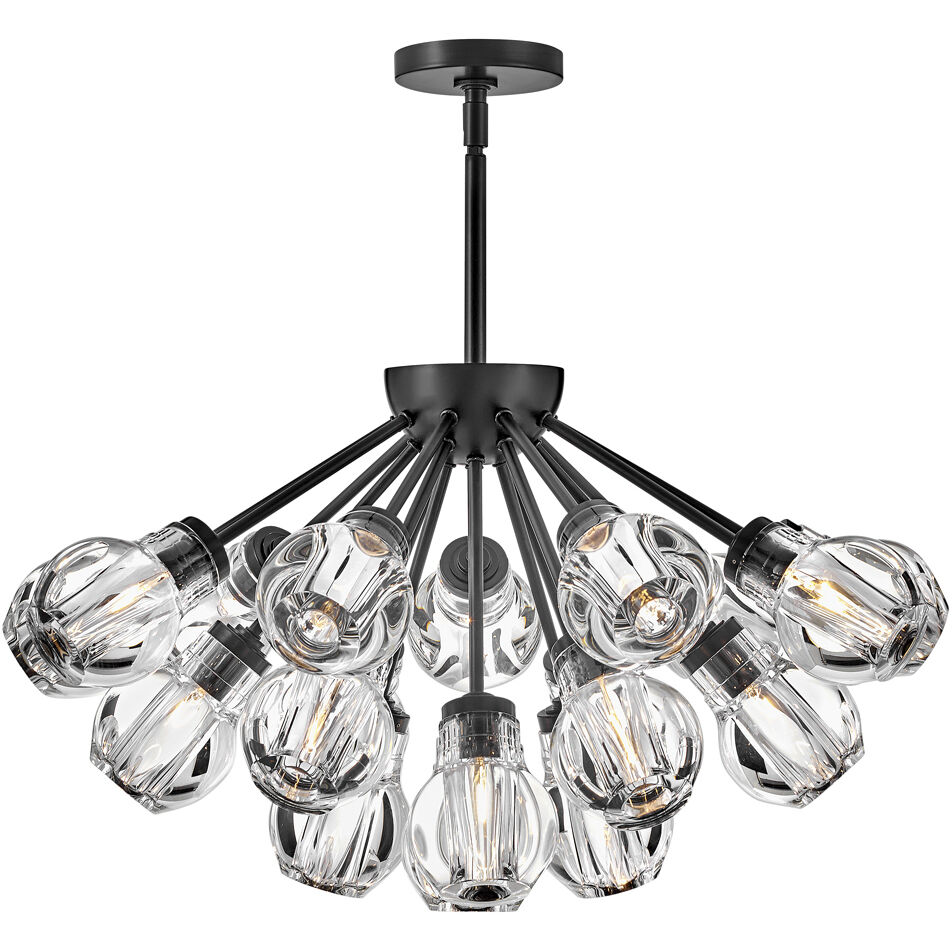 Elise LED 27.25 inch Black Chandelier Ceiling Light, Semi-Flush Mount