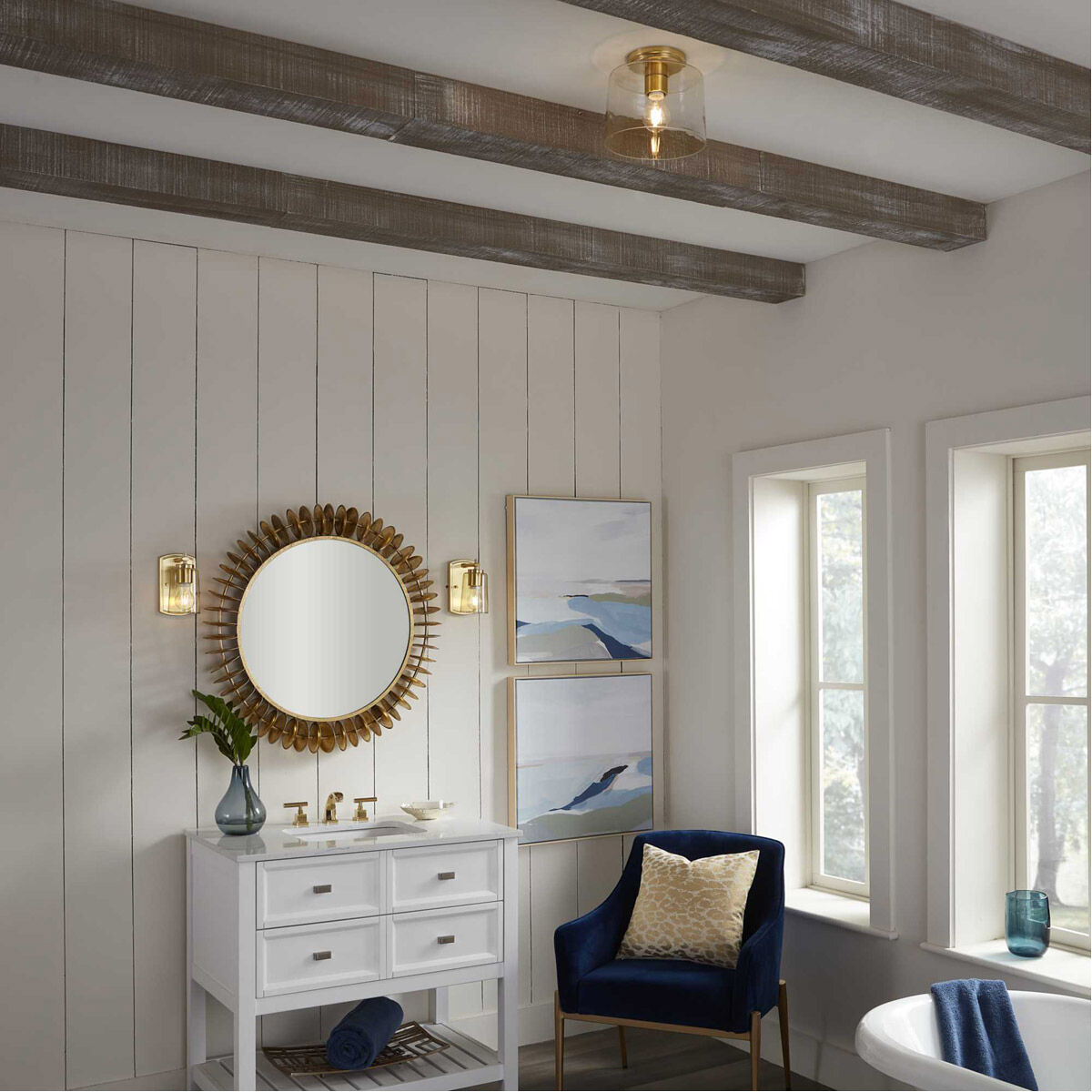 Adley 1 Light 9 inch Satin Brass Flush Mount Ceiling Light