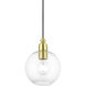 Downtown 1 Light 8 inch Satin Brass Pendant Ceiling Light, Sphere