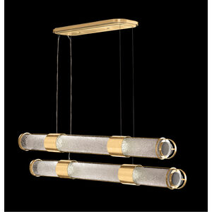 Bond LED 60 inch Gold Linear Pendant Ceiling Light in Diamond Blanket Studio Glass
