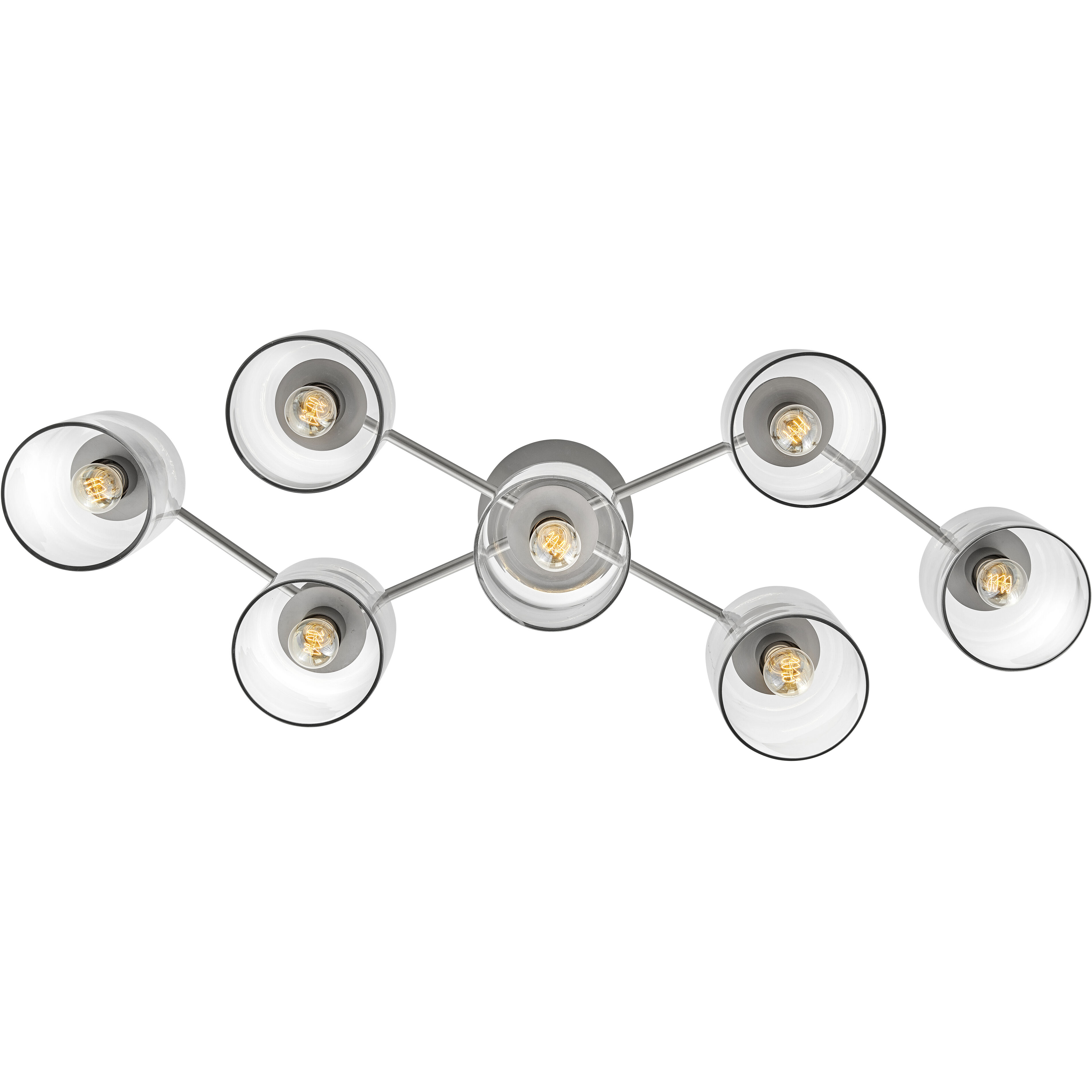 Axel 7 Light 58.75 inch Brushed Nickel with Black Indoor Semi-Flush Mount Ceiling Light