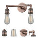 Franklin Restoration Bare Bulb LED 11 inch Antique Copper Bath Vanity Light Wall Light