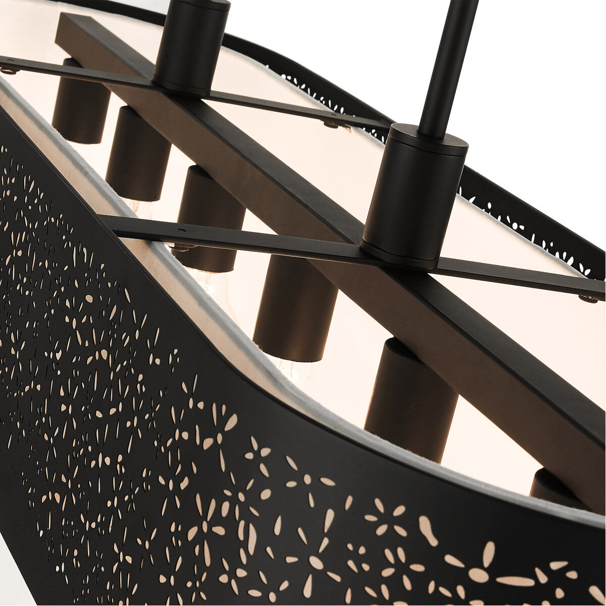 Noria 6 Light 40 inch Black Linear Chandelier Ceiling Light