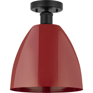 Edison Plymouth Dome 1 Light 9 inch Matte Black Semi-Flush Mount Ceiling Light in Red