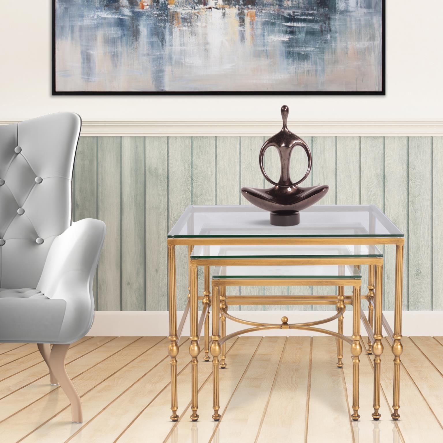 Bonnifait 22 X 18.25 inch Antique Bronze Nesting Tables