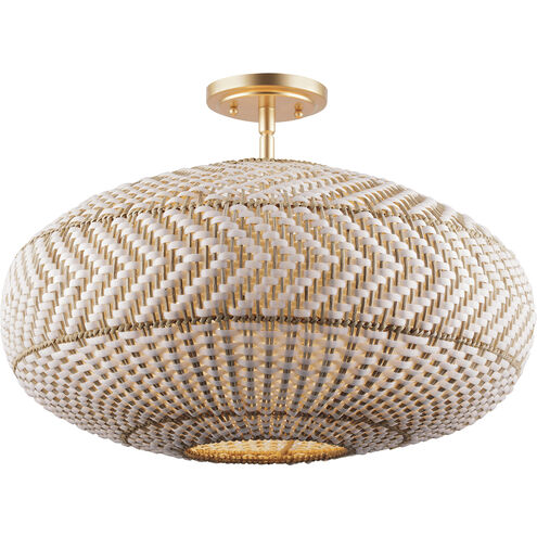 Zanzibar 4 Light 22 inch Soft Gold Semi Flush Ceiling Light