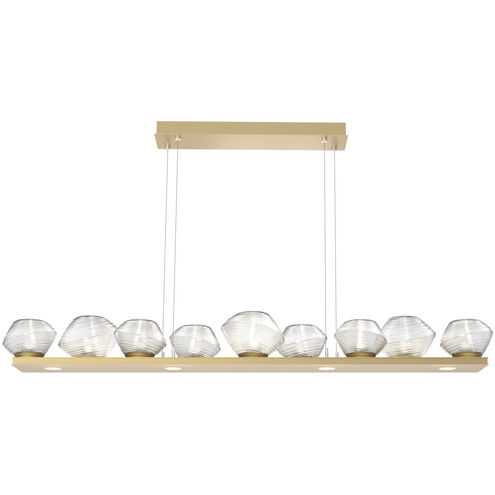 Mesa LED Gilded Brass Linear Pendant Ceiling Light in Clear, 2700K LED