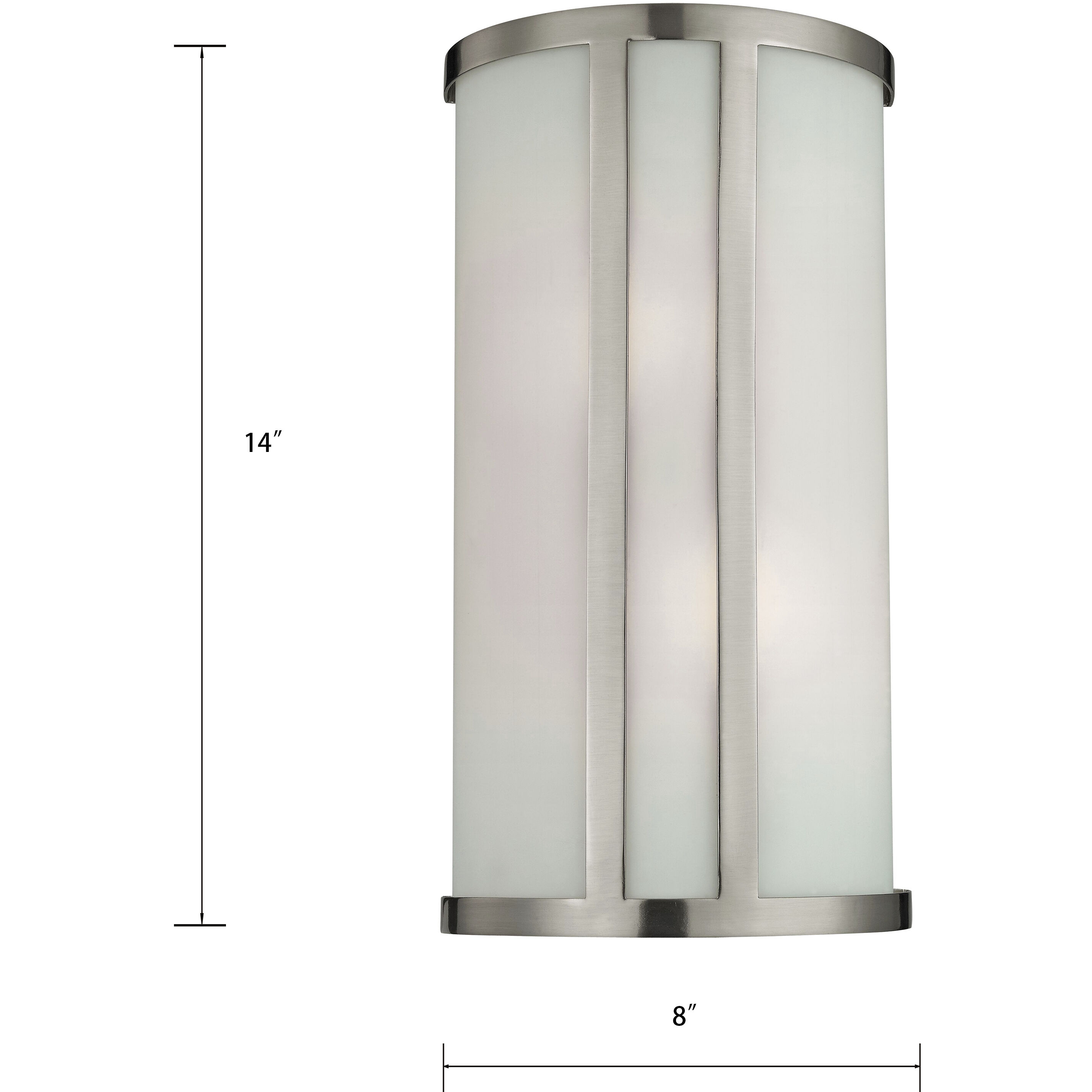 Zenith 2 Light 8 inch Brushed Nickel ADA Sconce Wall Light