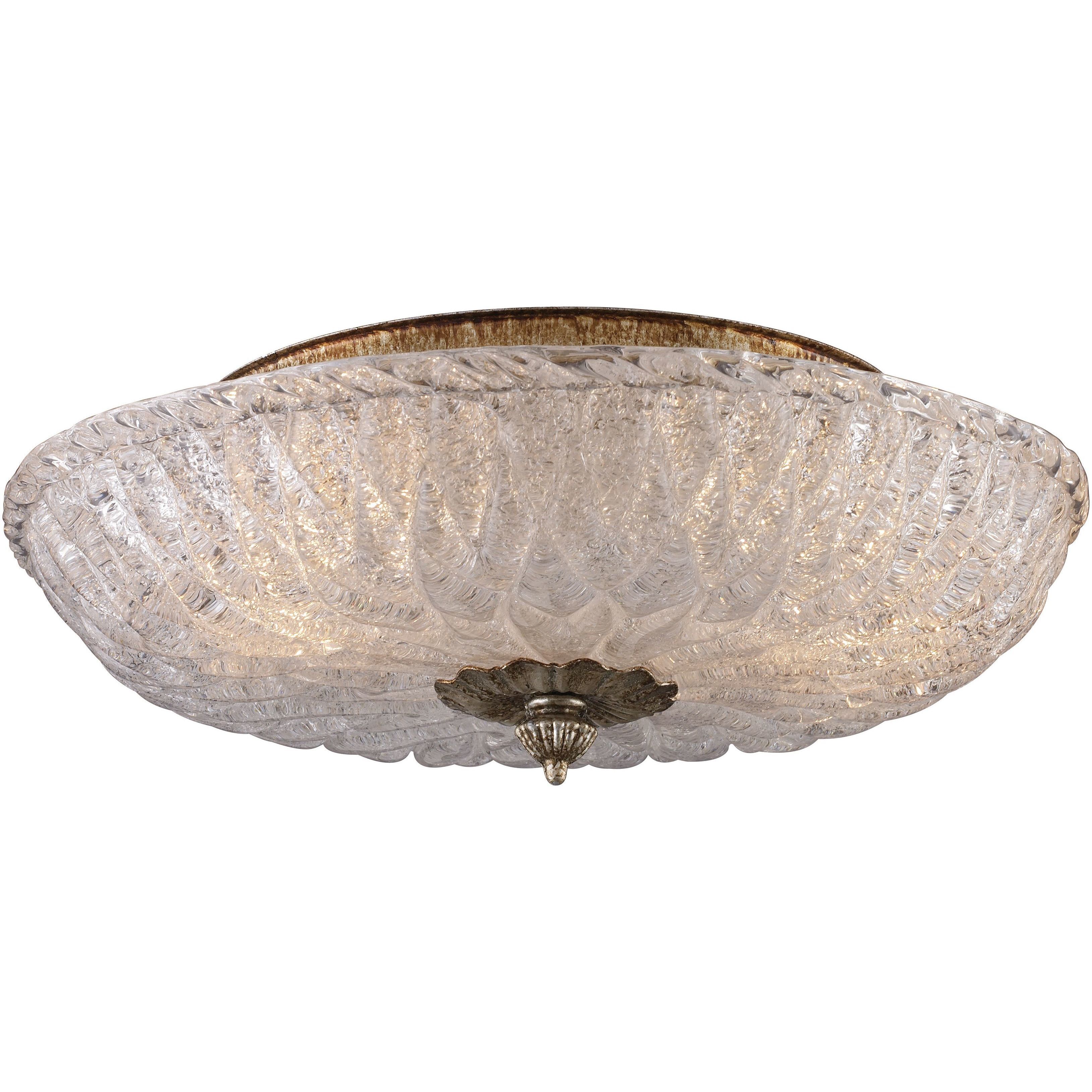 Providence 2 Light 15 inch Antique Silver Leaf Flush Mount Ceiling Light