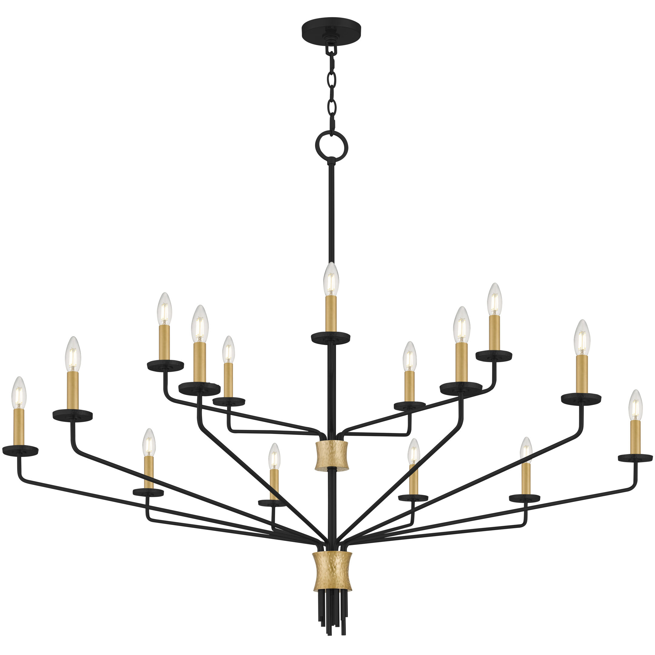 Alexander 15 Light 55 inch Matte Black Chandelier Ceiling Light