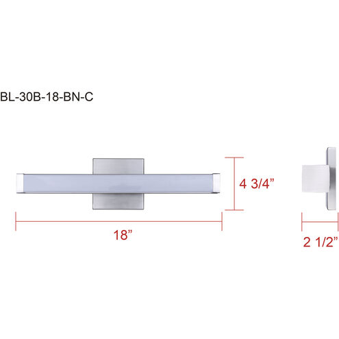 Jonah LED 18 inch Brushed Nickel Vanity Light Wall Light