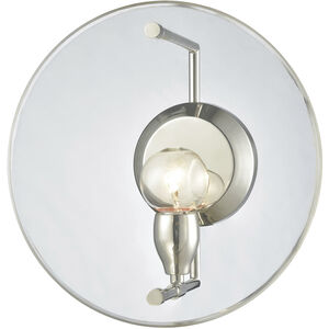 Disco 1 Light 12 inch Polished Nickel Sconce Wall Light