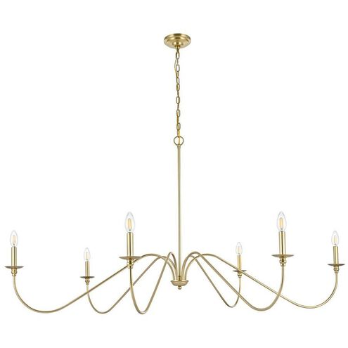 Rohan 6 Light 60 inch Brass Chandelier Ceiling Light