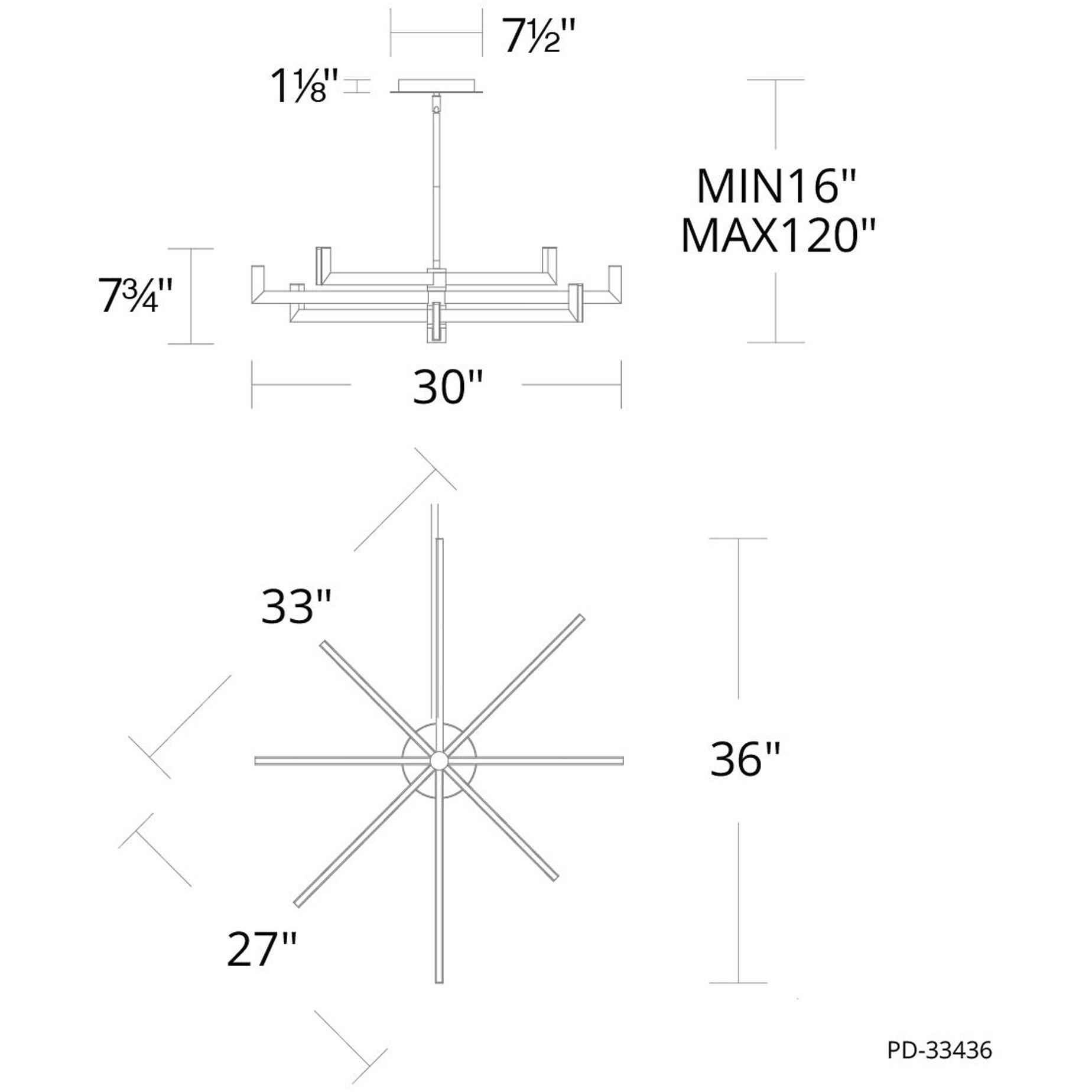 Ferrous LED 15 inch Black Chandelier Ceiling Light in 2700K, dweLED