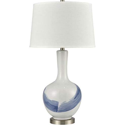 Kircubbin 32 inch 150.00 watt White with Blue and Brushed Steel Table Lamp Portable Light