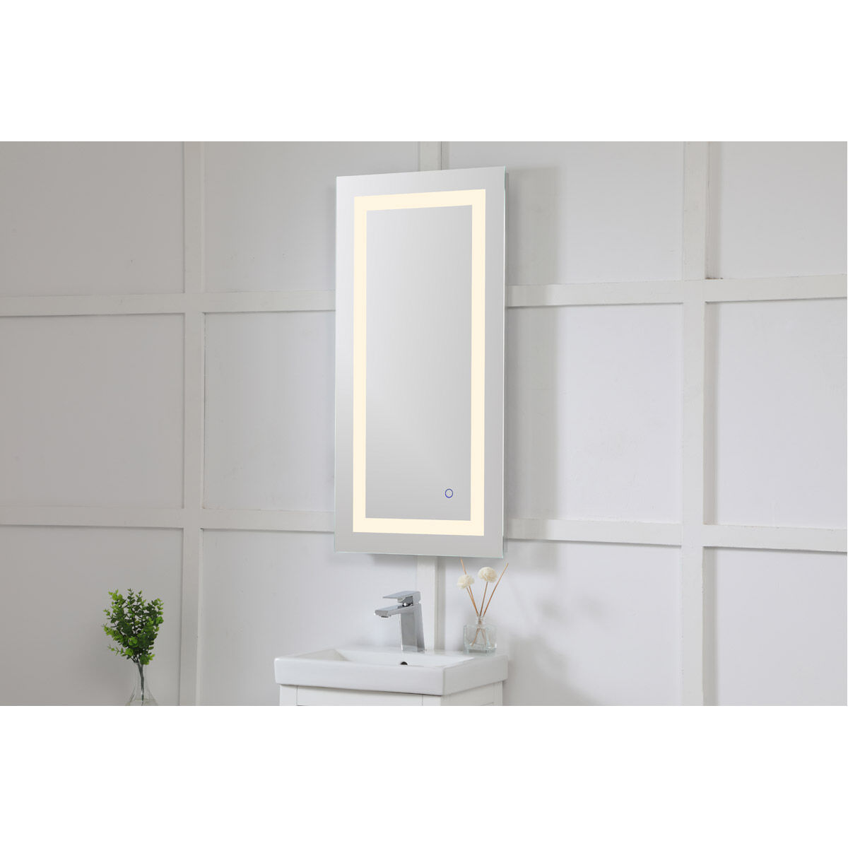 Helios 36 X 18 inch Silver Lighted Wall Mirror
