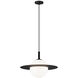 Saturn 1 Light 20 inch Black and Opal Pendant Ceiling Light in Black and Opal Glass