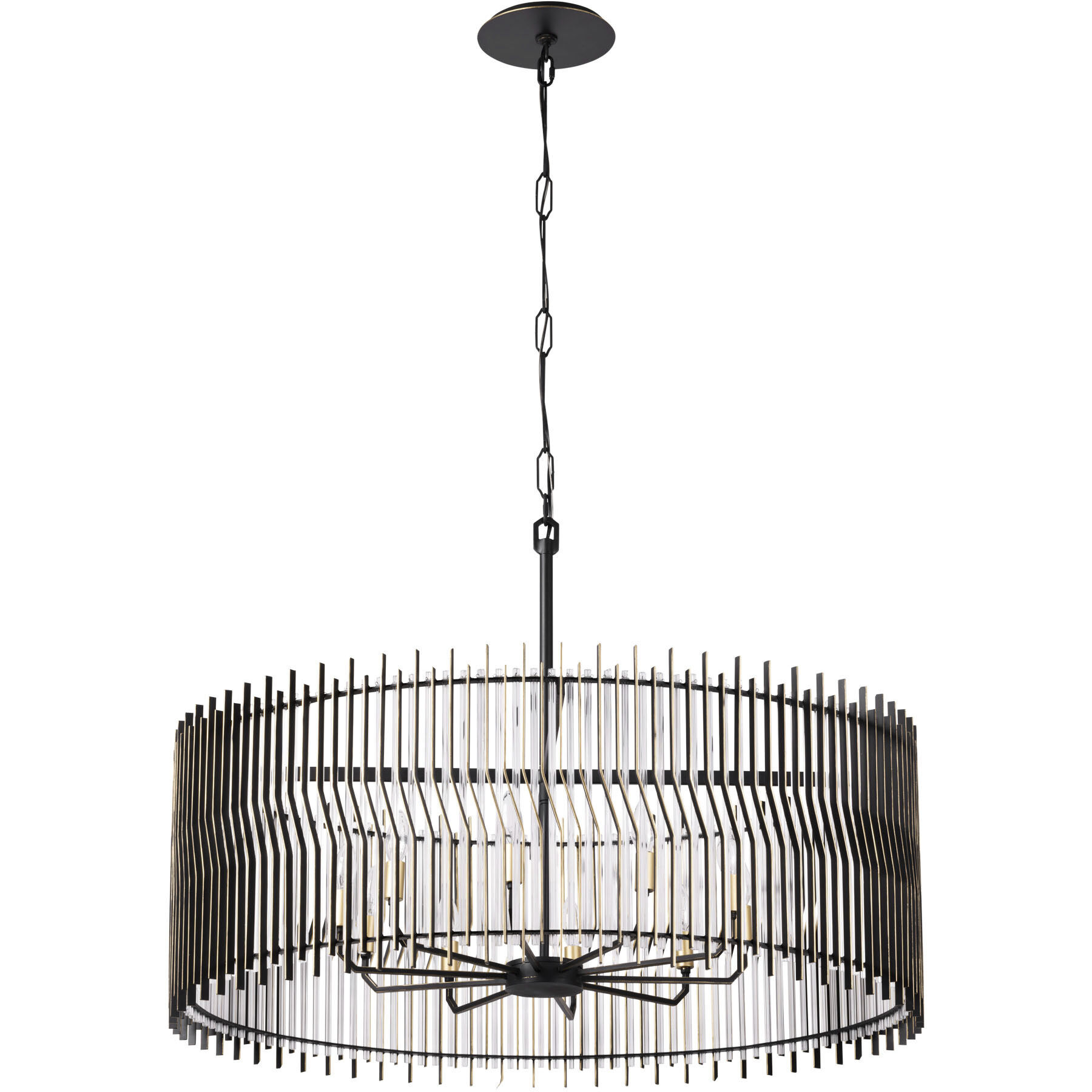 Park Row 10 Light 40 inch Matte Black and French Gold Pendant Ceiling Light, Smithsonian Collaboration