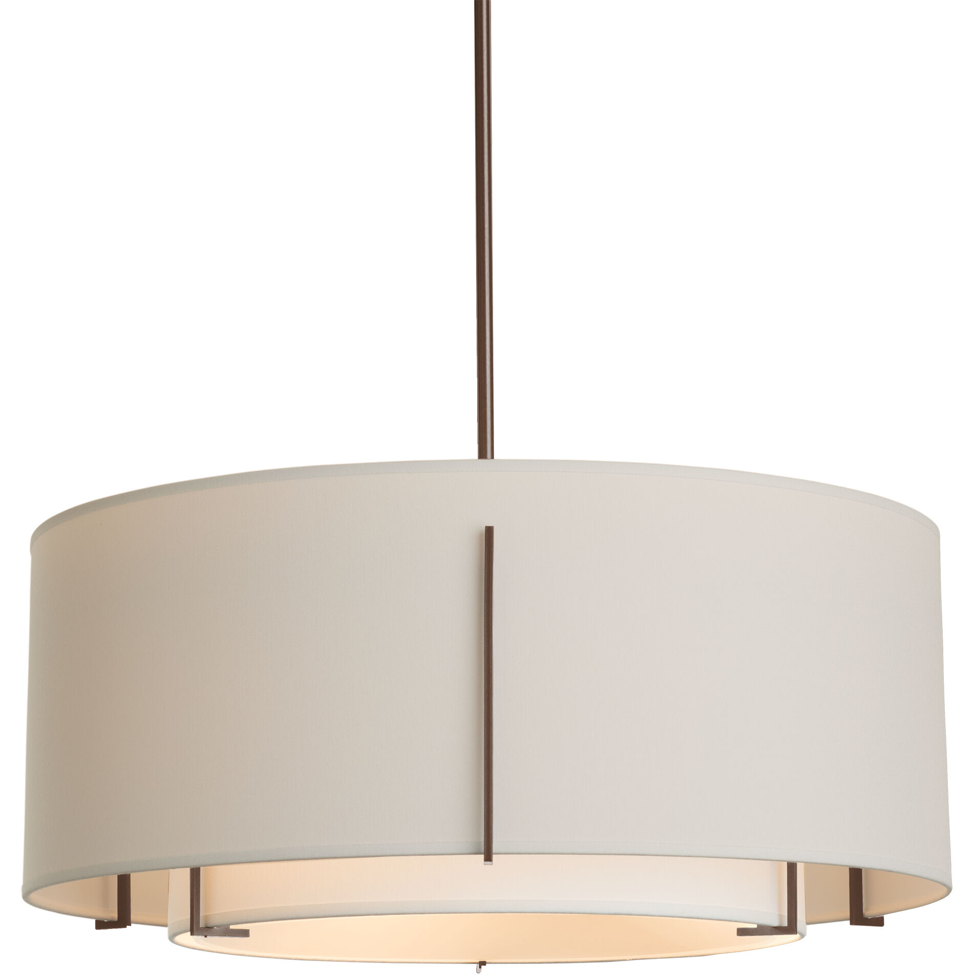 Exos 3 Light 28 inch Bronze Pendant Ceiling Light in Natural Anna/Flax, Large