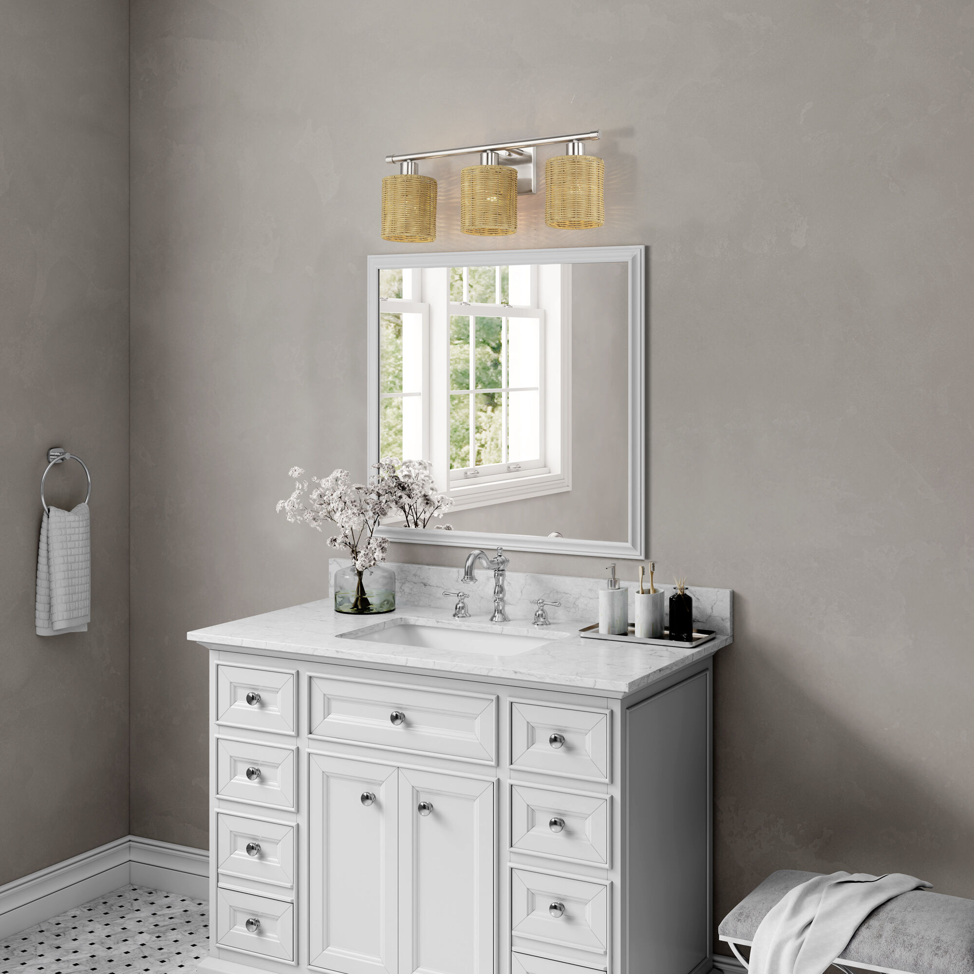 Weavington 3 Light 23.5 inch Brushed Nickel Vanity Wall Sconce Wall Light