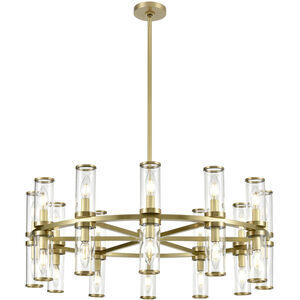 Revolve 24 Light 32.75 inch Clear Glass and Natural Brass Chandelier Ceiling Light