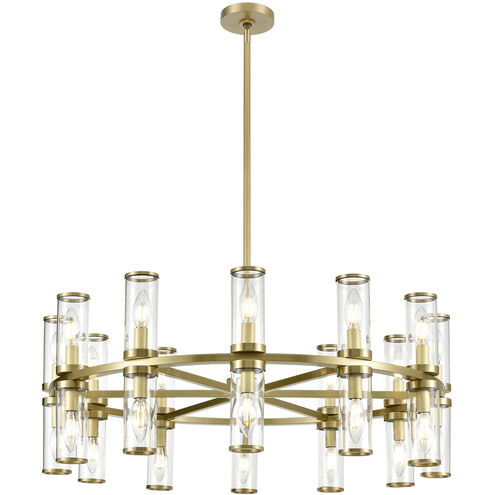 Revolve 24 Light 32.75 inch Clear Glass and Natural Brass Chandelier Ceiling Light