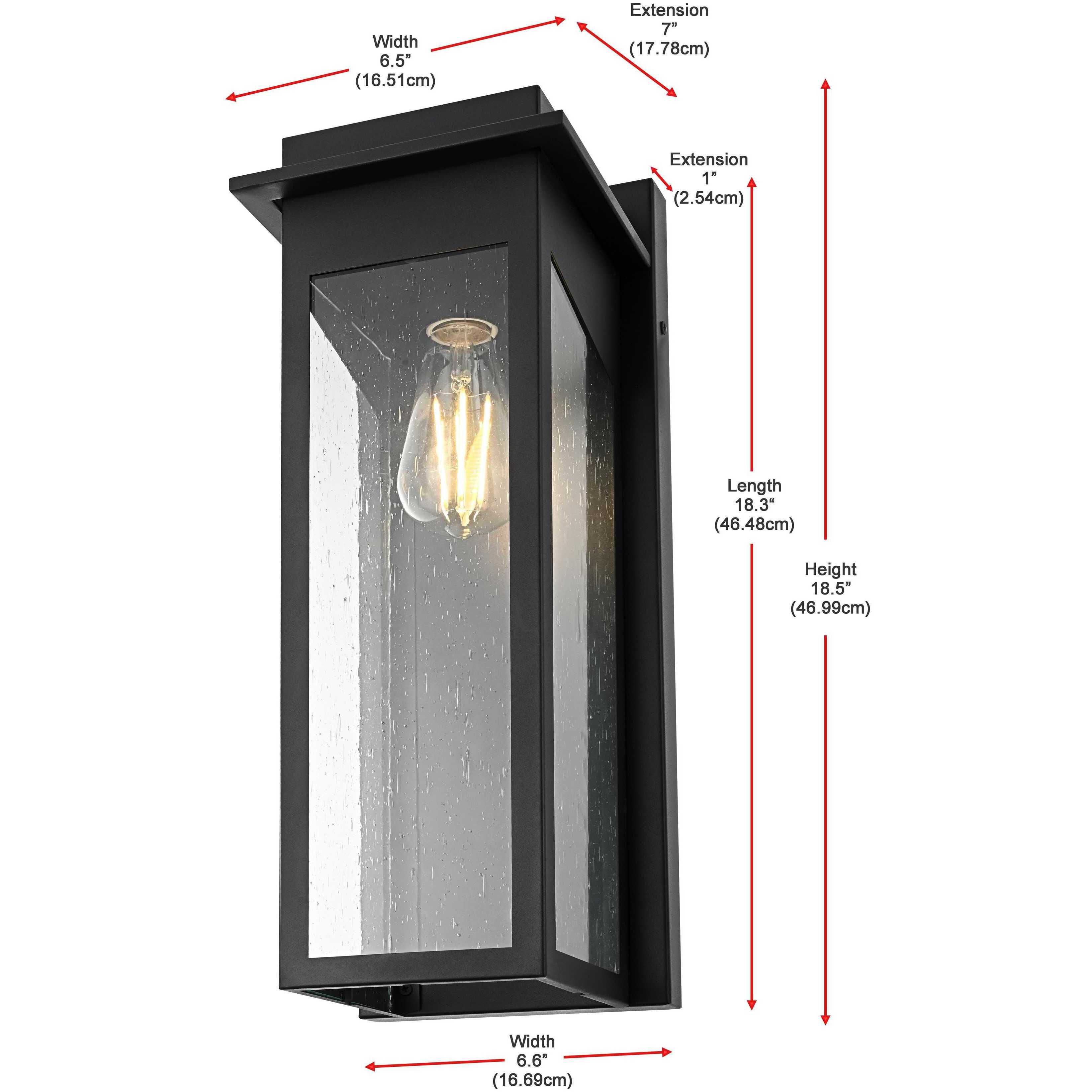 Dunton 1 Light 18.5 inch Black Outdoor Wall Sconce