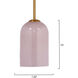 Holt 1 Light 7.25 inch Antique Brass Pendant Ceiling Light in Pink Glass