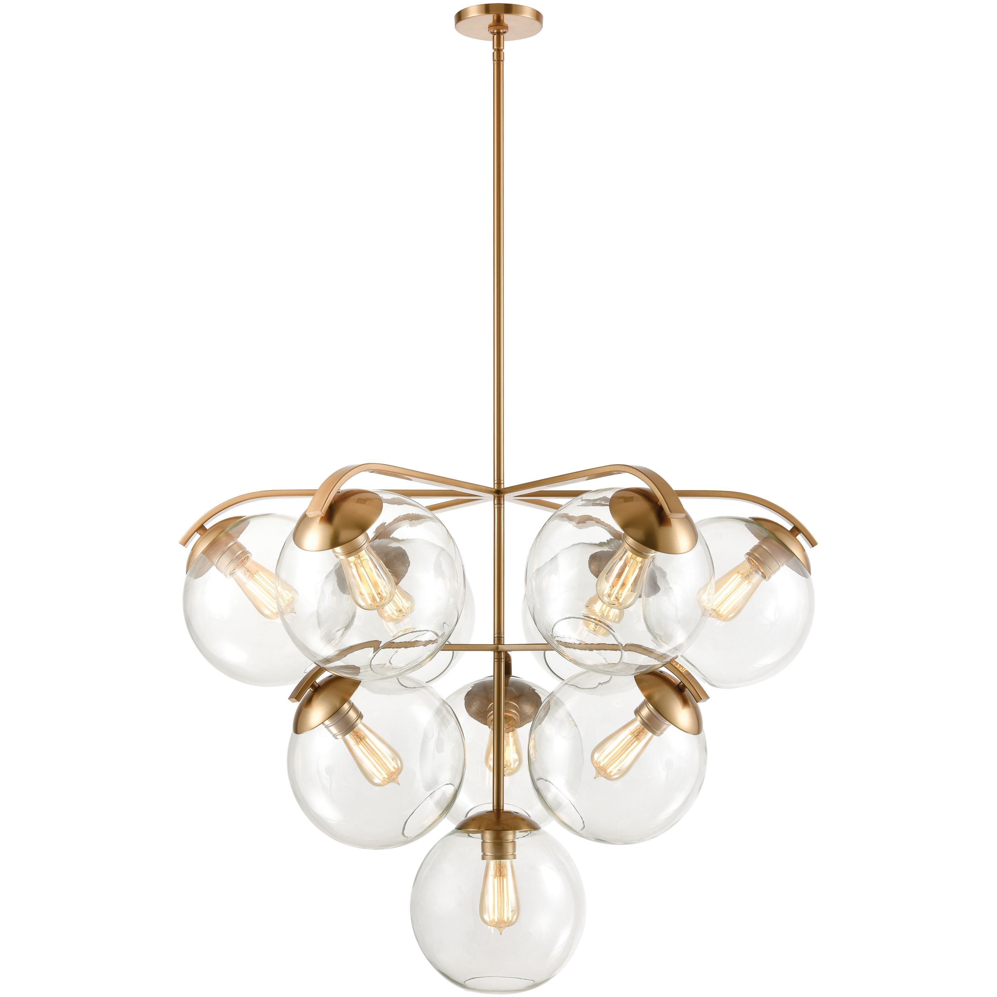 Collective 10 Light 36 inch Satin Brass Chandelier Ceiling Light