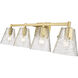 Analia 4 Light 36 inch Modern Gold Vanity Wall Light