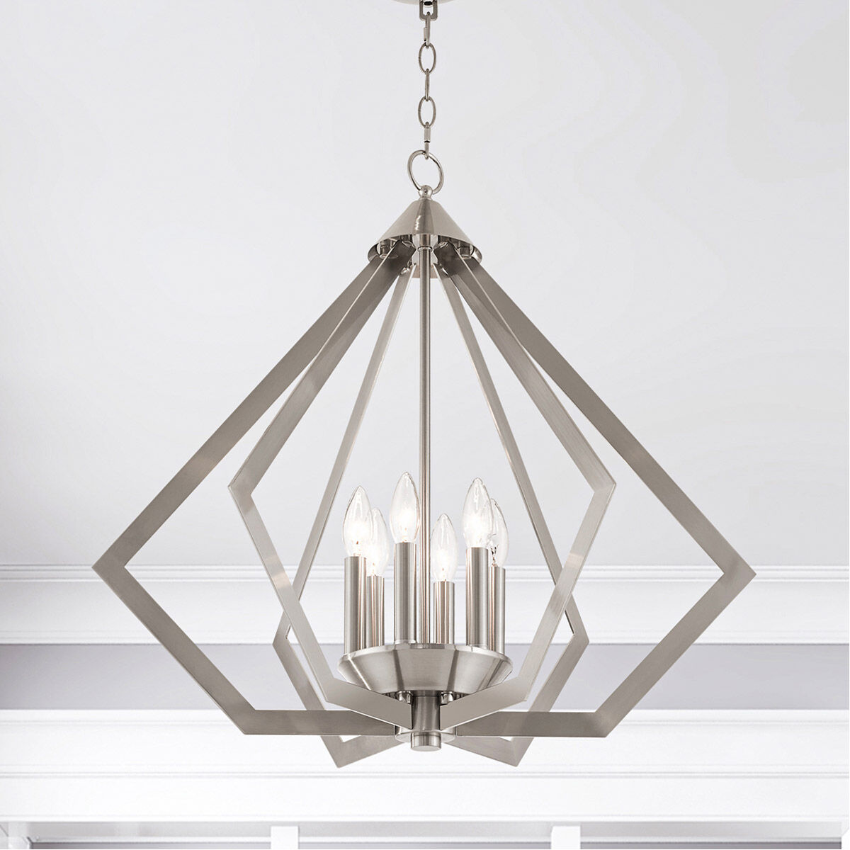 Prism 6 Light 26 inch Brushed Nickel Chandelier Ceiling Light