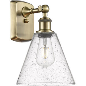 Ballston Cone 1 Light 8 inch Antique Brass Sconce Wall Light in Seedy Glass