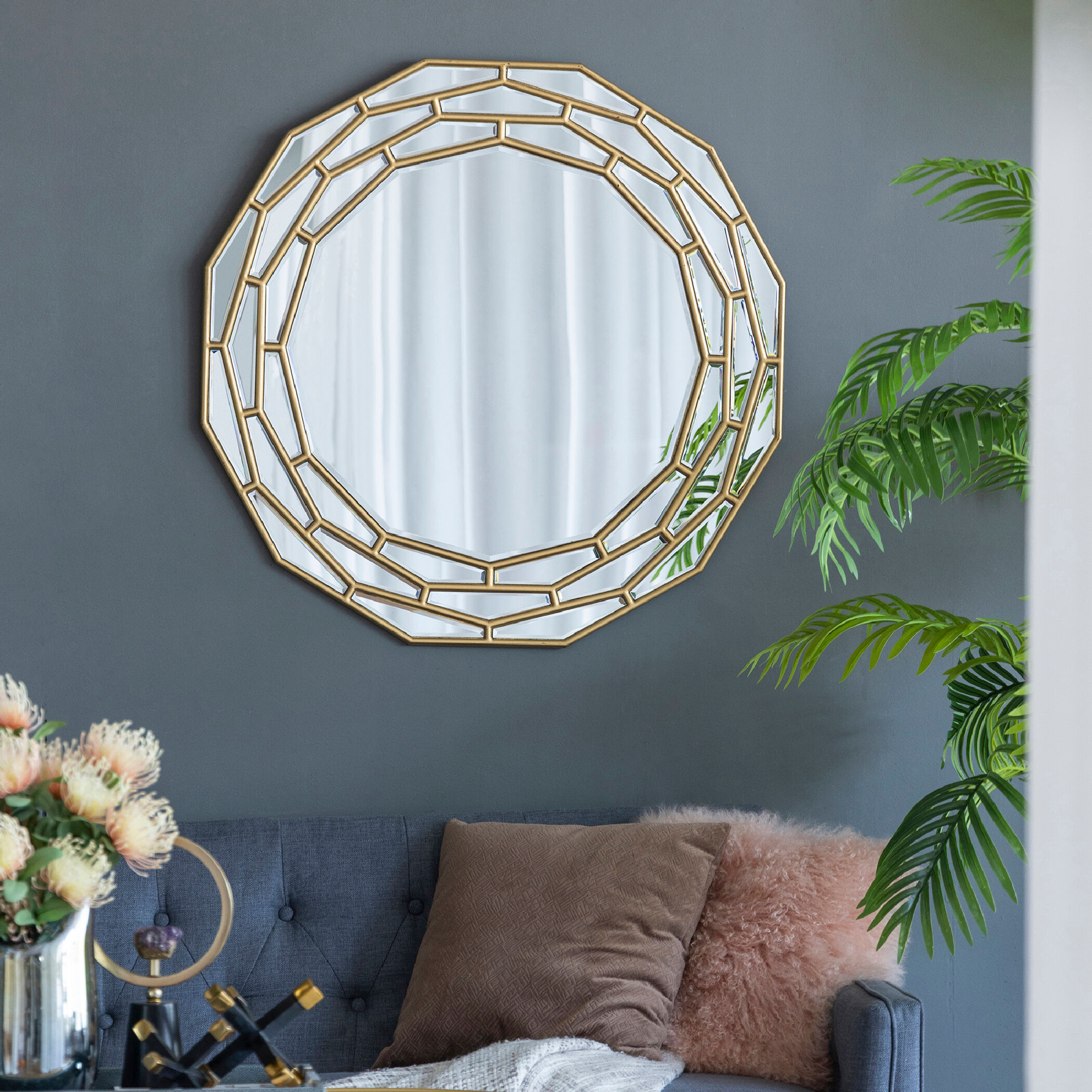 Anita 35.4 X 35.4 inch Gold Wall Mirror