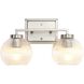 Elliott 2 Light 15.25 inch Pewter Vanity Light Wall Light in Ribbed Clear