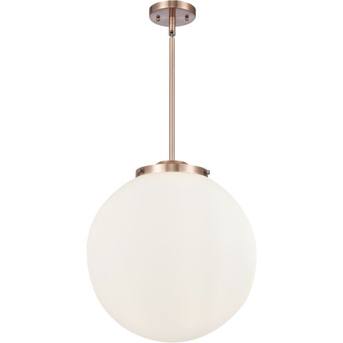 Franklin Restoration Beacon LED 16 inch Antique Copper Pendant Ceiling Light in Matte White Glass