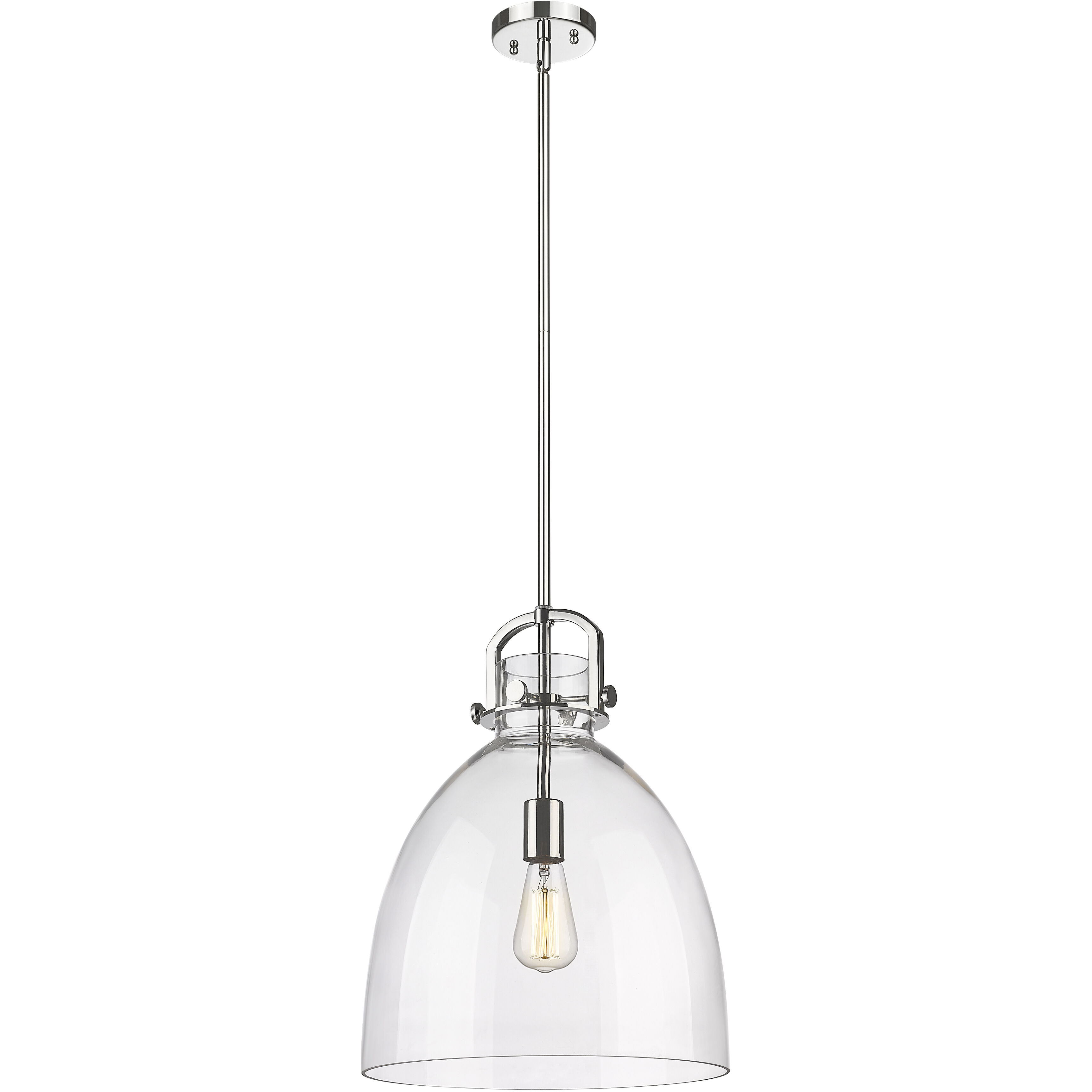 Newton Bell 1 Light 14 inch Polished Nickel Pendant Ceiling Light in Clear Glass