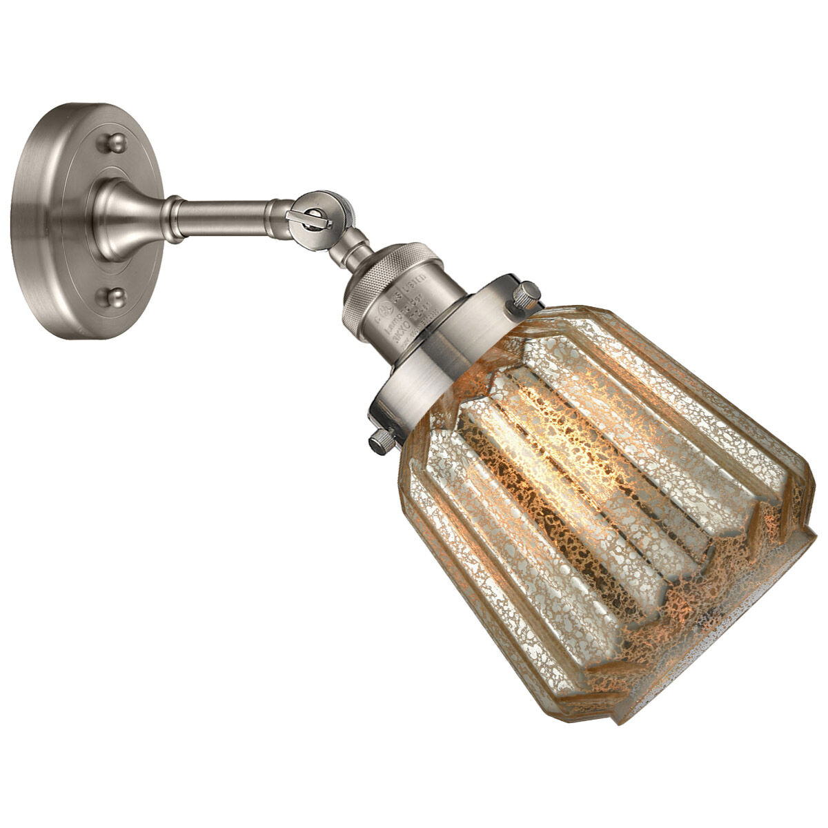 Franklin Restoration Chatham LED 6 inch Brushed Satin Nickel Sconce Wall Light in Mercury Glass, Franklin Restoration