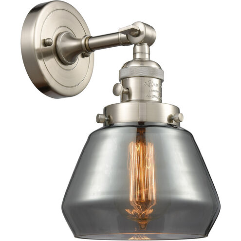 Franklin Restoration Fulton 1 Light 7 inch Brushed Satin Nickel Sconce Wall Light in Plated Smoke Glass, Franklin Restoration