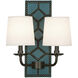 Williamsburg Lightfoot 2 Light 13.5 inch Mayo Teal Wall Sconce Wall Light in Deep Patina Bronze