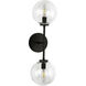 Alora Mood Cassia 2 Light 6 inch Matte Black Bath Vanity Light Wall Light in Clear Glass Shade