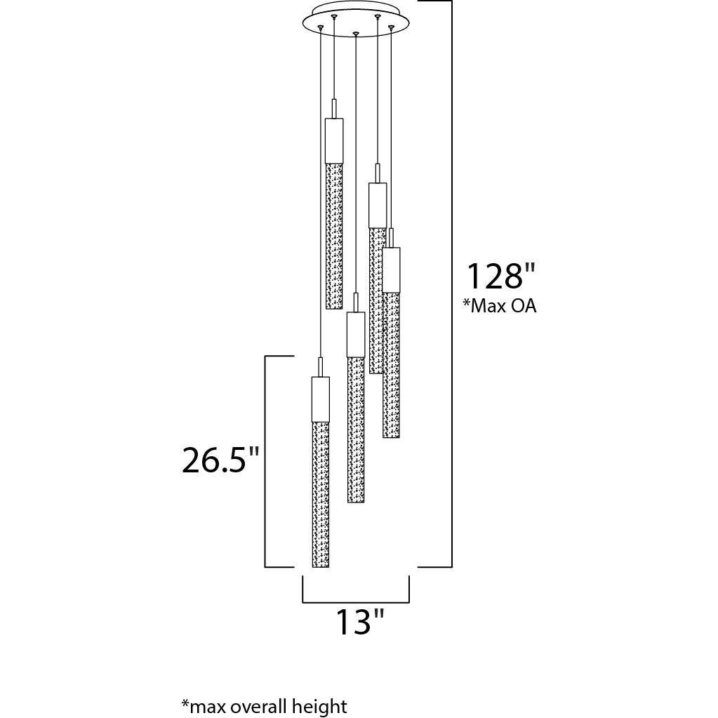 Big Fizz LED 13 inch Polished Chrome Multi-Light Pendant Ceiling Light