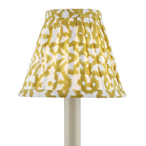 Block Print Mustard and White Pleated Chandelier Shade