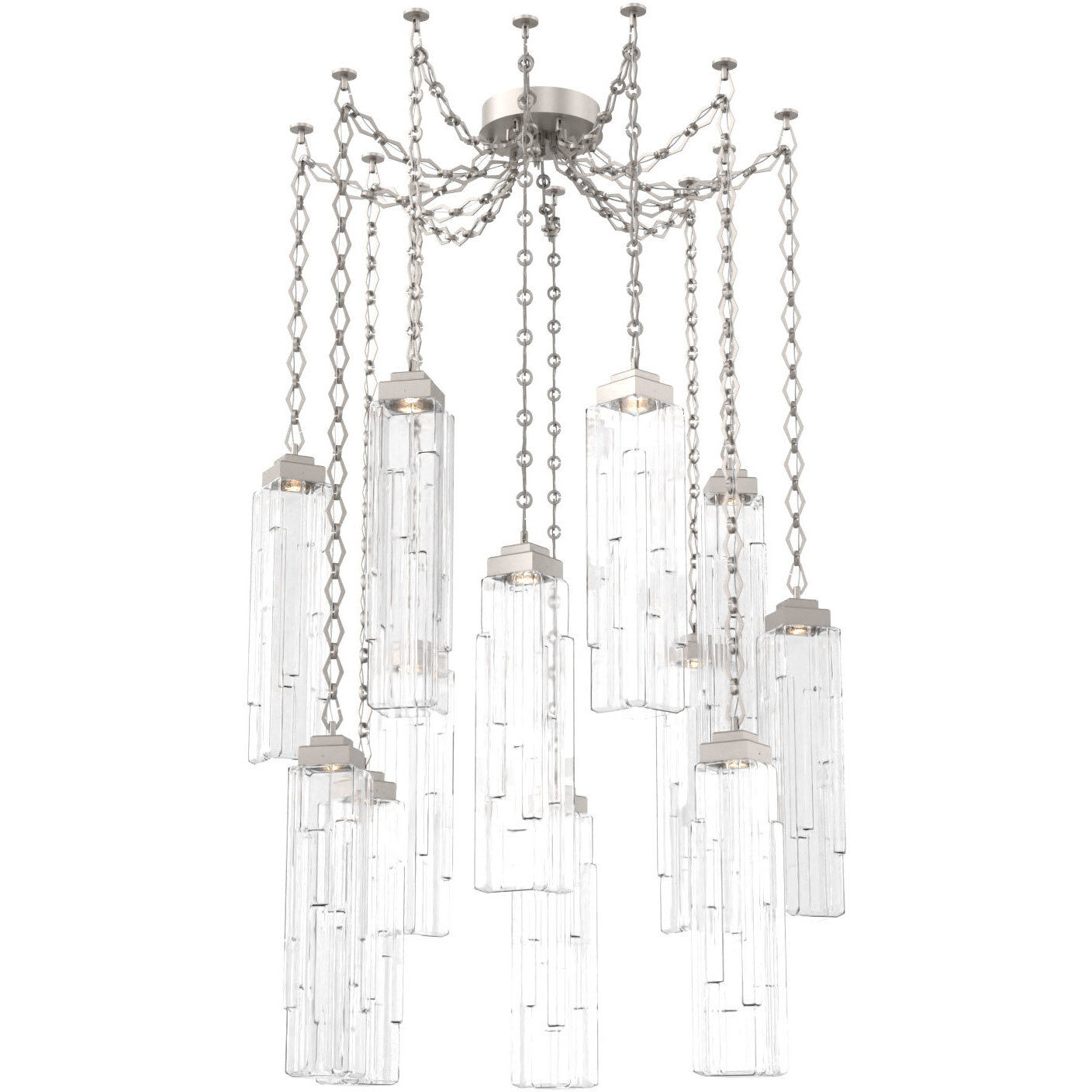 Ledgestone LED 13.5 inch Beige Silver Swag Multi-Pendant Ceiling Light in 2700K LED, Diamond Chain