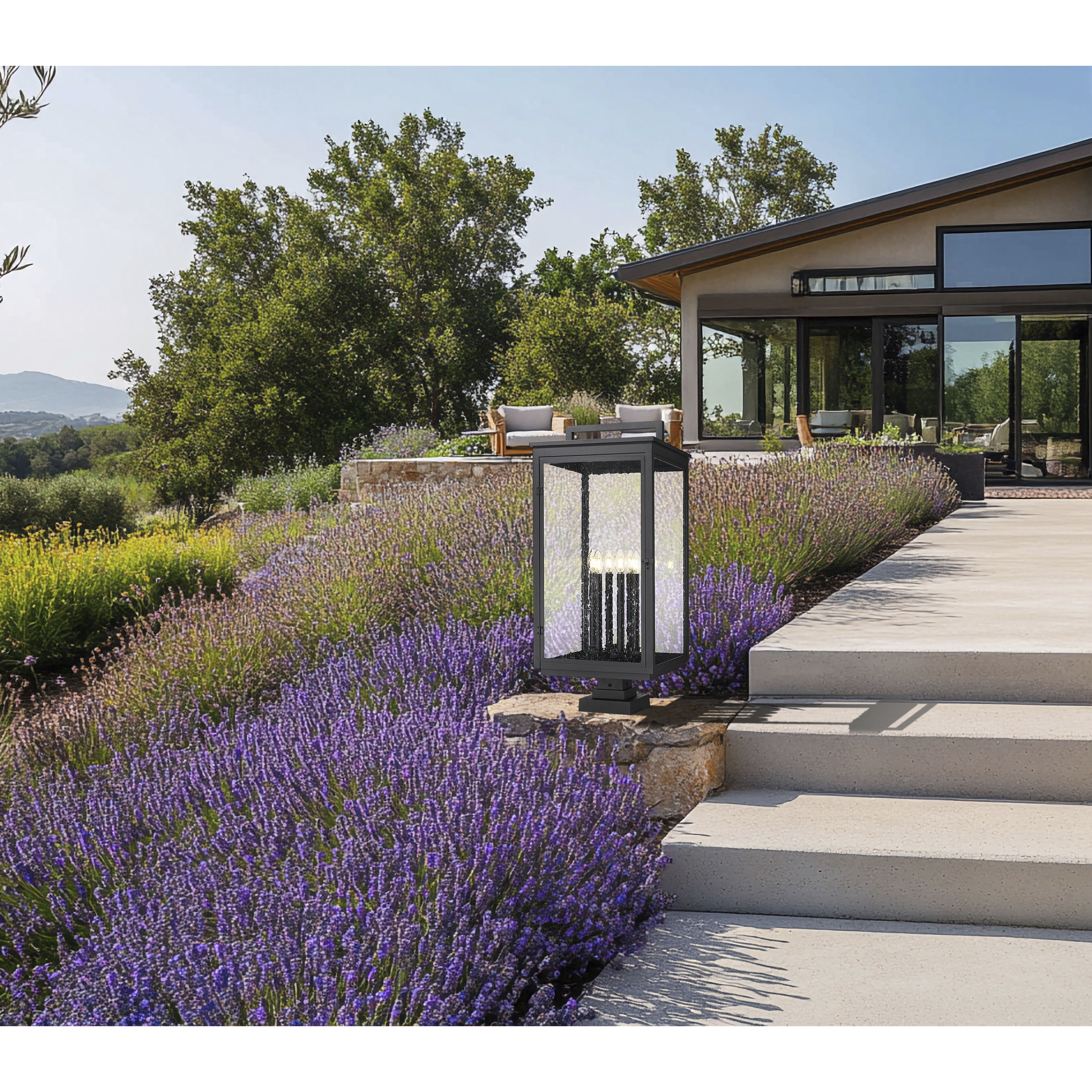 Hartwell 6 Light 34 inch Sand Black Outdoor Pier Mounted Fixture