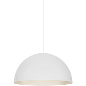 Mini Powell Street 1 Light 12 Satin Nickel Low-Voltage Pendant Ceiling Light in White, MonoRail, Integrated LED
