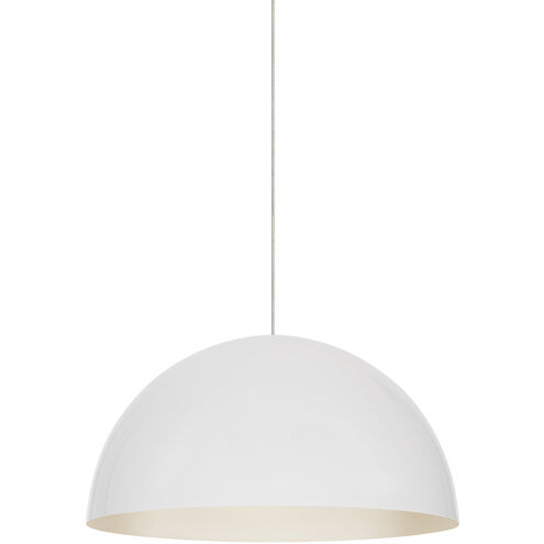 Mini Powell Street 1 Light 12 Satin Nickel Low-Voltage Pendant Ceiling Light in White, FreeJack, Integrated LED